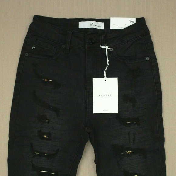 KanCan Denim - KanCan Deconstructed Skinny Jeans Junior's Sz 3 / 25 Black Distressed Denim NWT